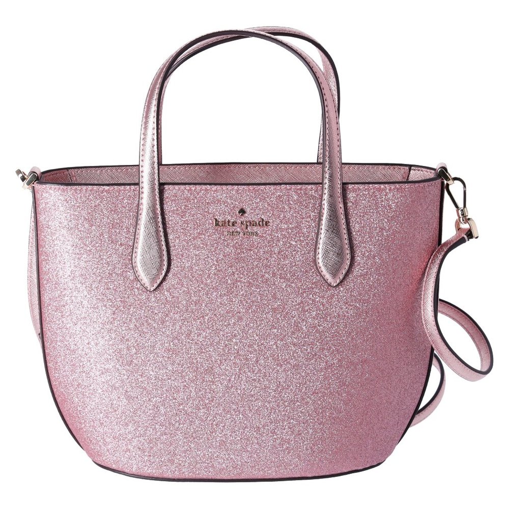 Kate Spade Glitter Glimmer Small Zip Satchel Crossbody Bag Mitten Pink Holiday